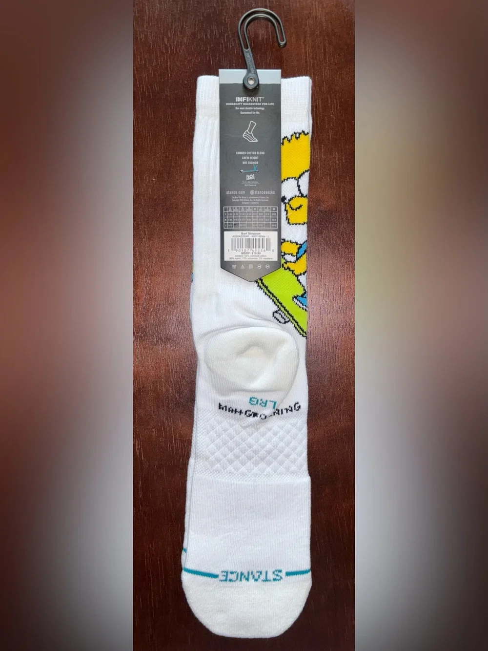 BART SIMPSON STANCE NOVELTY CREW SOCKS NWT MEN’S SHOE SIZE 9-13 - Picture 2 of 2
